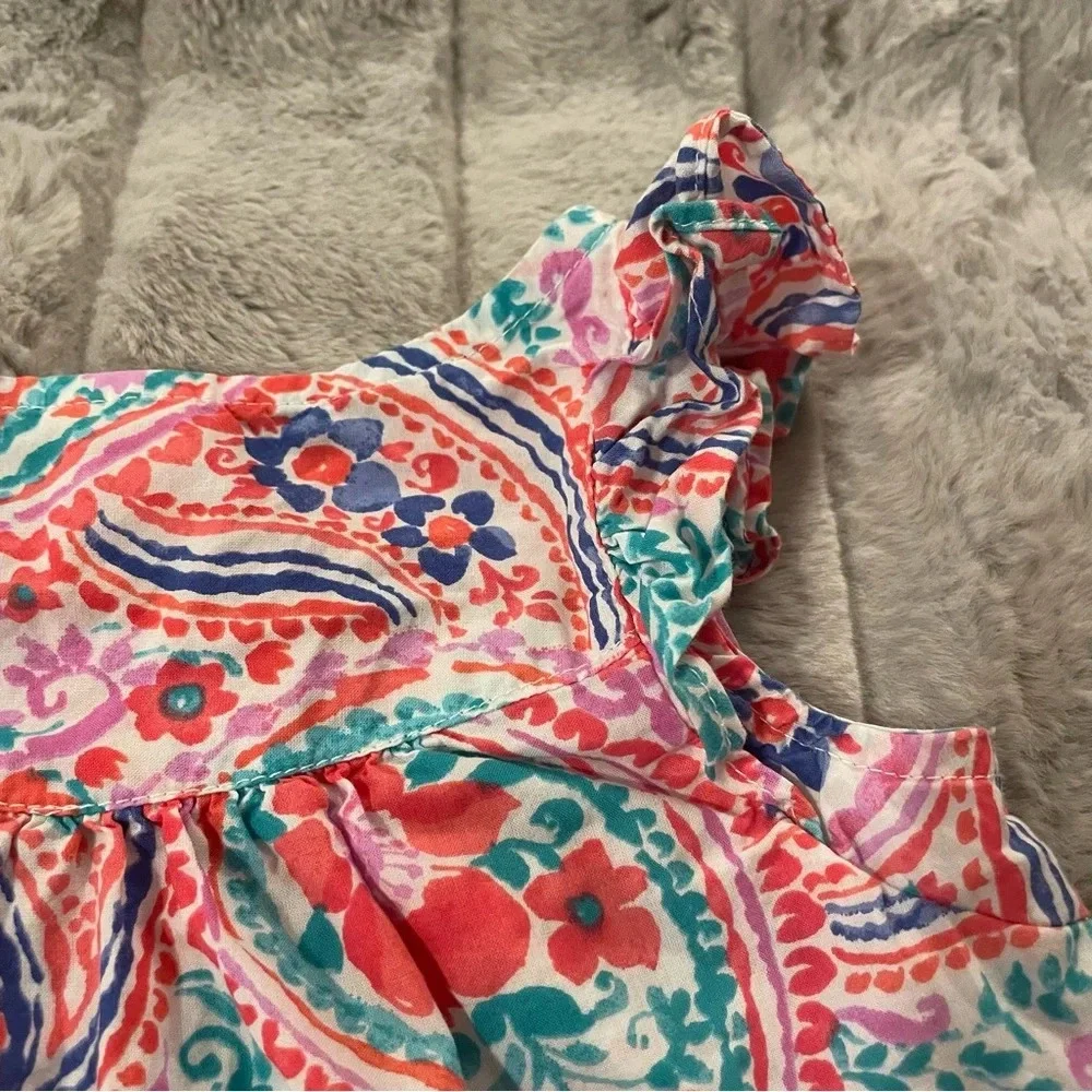 12-18 Months Osh Kosh B’Gosh Bright Paisley Shirt with Flutter Sleeves & Keyhole